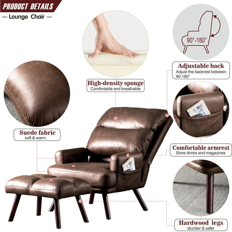 Akeem Wide Lounge Chair and Ottoman