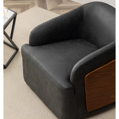 Luxury Vegan Leather Swivel Barrel Chair Set