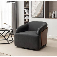 Luxury Vegan Leather Swivel Barrel Chair Set