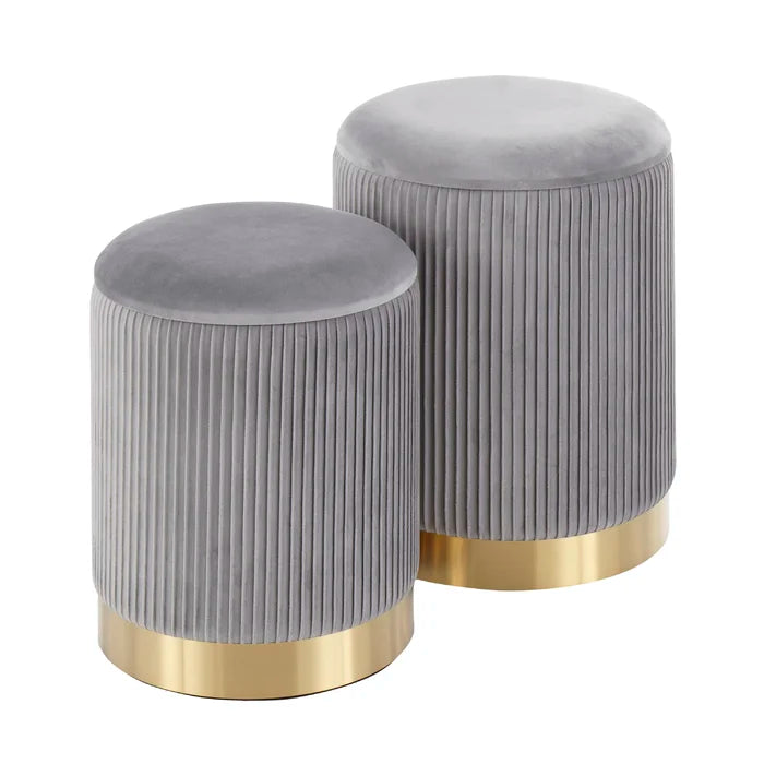 Callum Velvet Round Storage Ottoman (Set of 2)-Wooden Crest