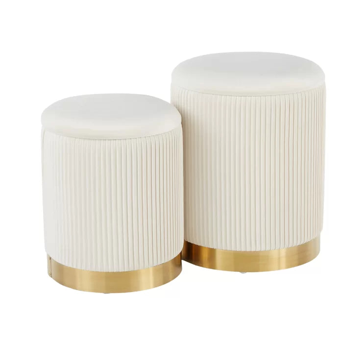 Callum Velvet Round Storage Ottoman (Set of 2)-Wooden Crest