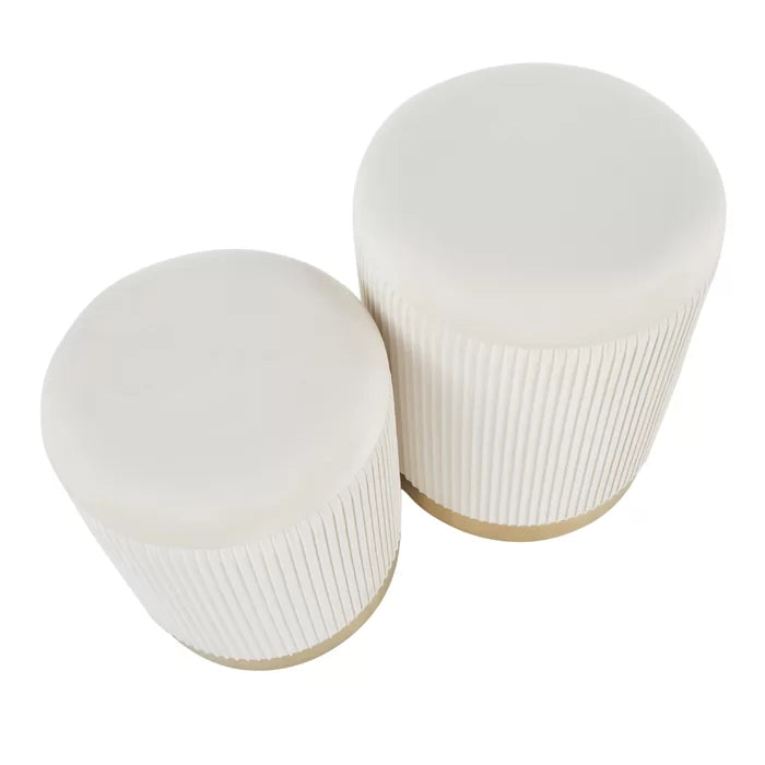 Callum Velvet Round Storage Ottoman (Set of 2)-Wooden Crest