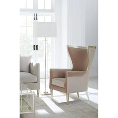 Caracole Wide Down Cushion Wingback Chair-Wooden Crest
