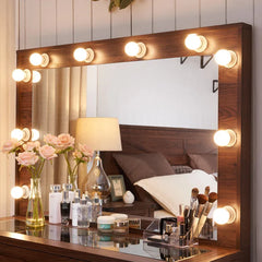 Scott Vanity Dressing Table With Mirror and Stool-Wooden Crest