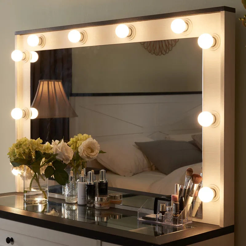 Scott Vanity Dressing Table With Mirror and Stool-Wooden Crest