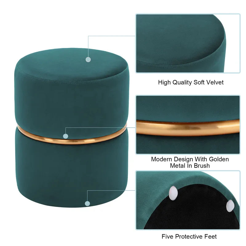 Celynn Wide Velvet Round Ottoman