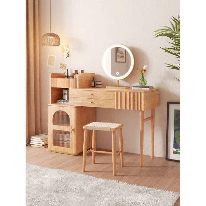 Denesha Vanity Dressing Table with Mirror and Stool