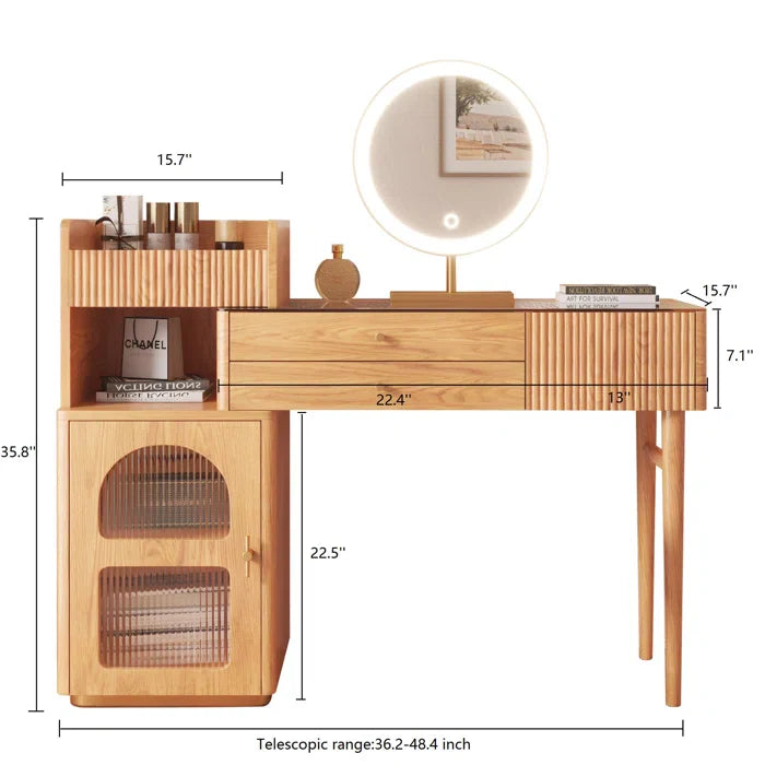 Denesha Vanity Dressing Table with Mirror and Stool