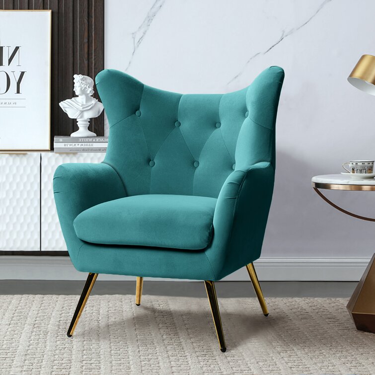 Dowdle Wide Tufted Velvet Wingback Chair