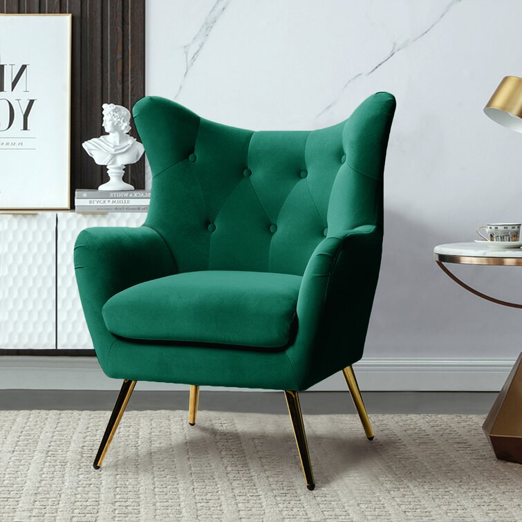 Dowdle Wide Tufted Velvet Wingback Chair