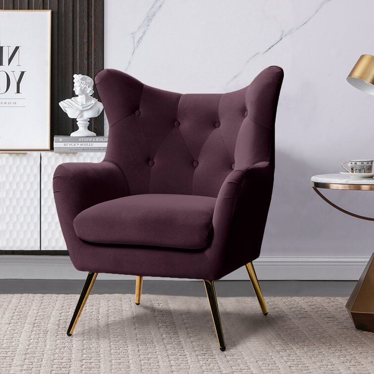 Dowdle Wide Tufted Velvet Wingback Chair