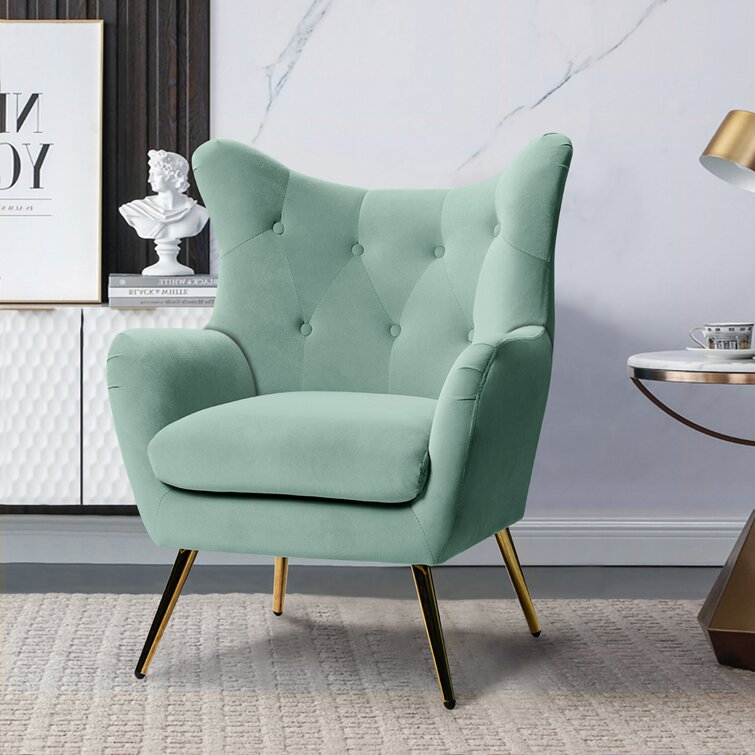 Dowdle Wide Tufted Velvet Wingback Chair