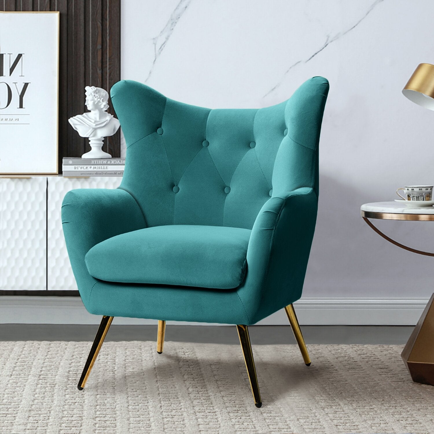 Dowdle Wide Tufted Velvet Wingback Chair