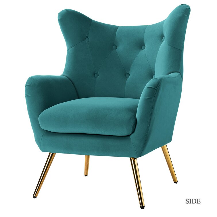 Dowdle Wide Tufted Velvet Wingback Chair