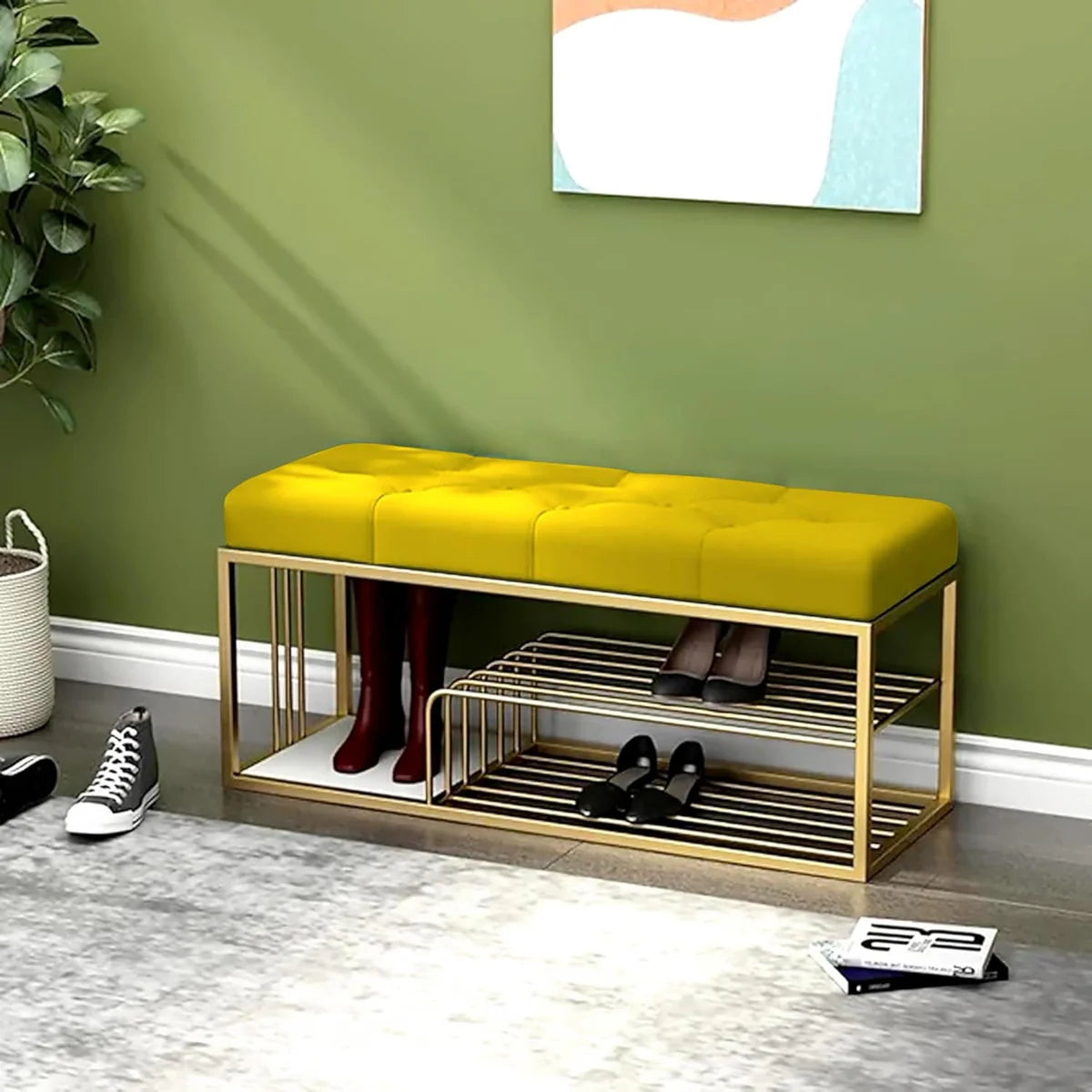 Shoe Rack Bench with Storage-Wooden Crest