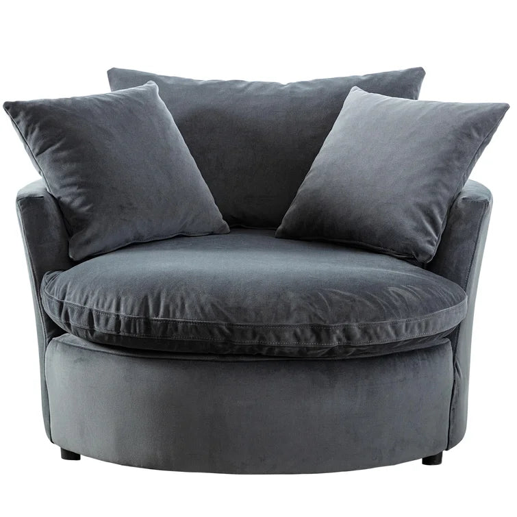 Kaviya Wide Down Cushion Velvet Barrel Chair-Wooden Crest