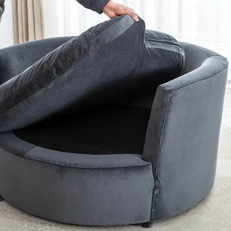 Kaviya Wide Down Cushion Velvet Barrel Chair-Wooden Crest