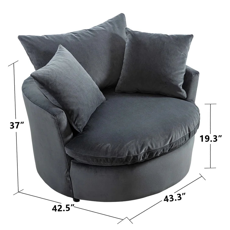 Kaviya Wide Down Cushion Velvet Barrel Chair-Wooden Crest