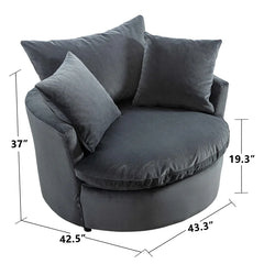 Kaviya Wide Down Cushion Velvet Barrel Chair-Wooden Crest