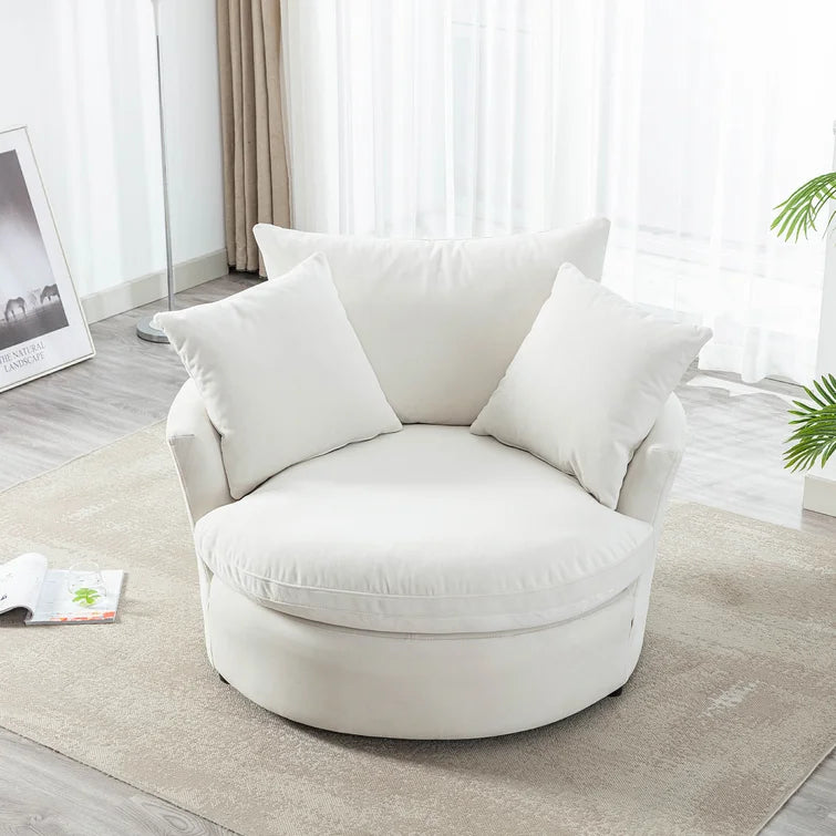 Kaviya Wide Down Cushion Velvet Barrel Chair-Wooden Crest