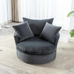 Kaviya Wide Down Cushion Velvet Barrel Chair-Wooden Crest