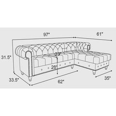 Lora 2-Piece Upholstered Chaise Sectional - Modern Comfort & Stylish Design for Your Living Room-Wooden Crest