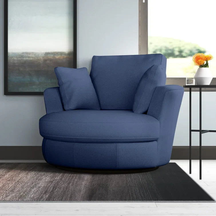 McGhee Wide Swivel Barrel Chair-Wooden Crest