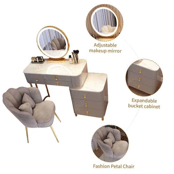 Sedanur Vanity Dressing Table Set with Chair