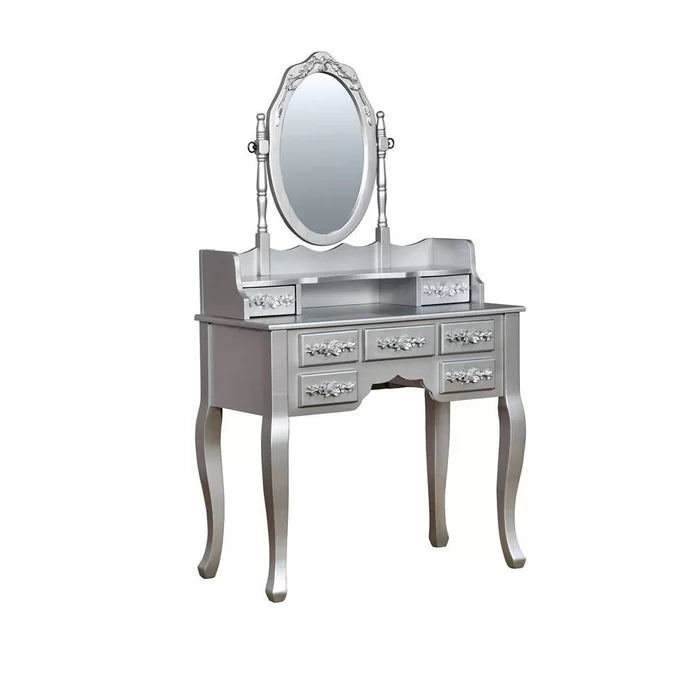 Sheehan Wooden Vanity Dressing Table Set with Mirror and Stool