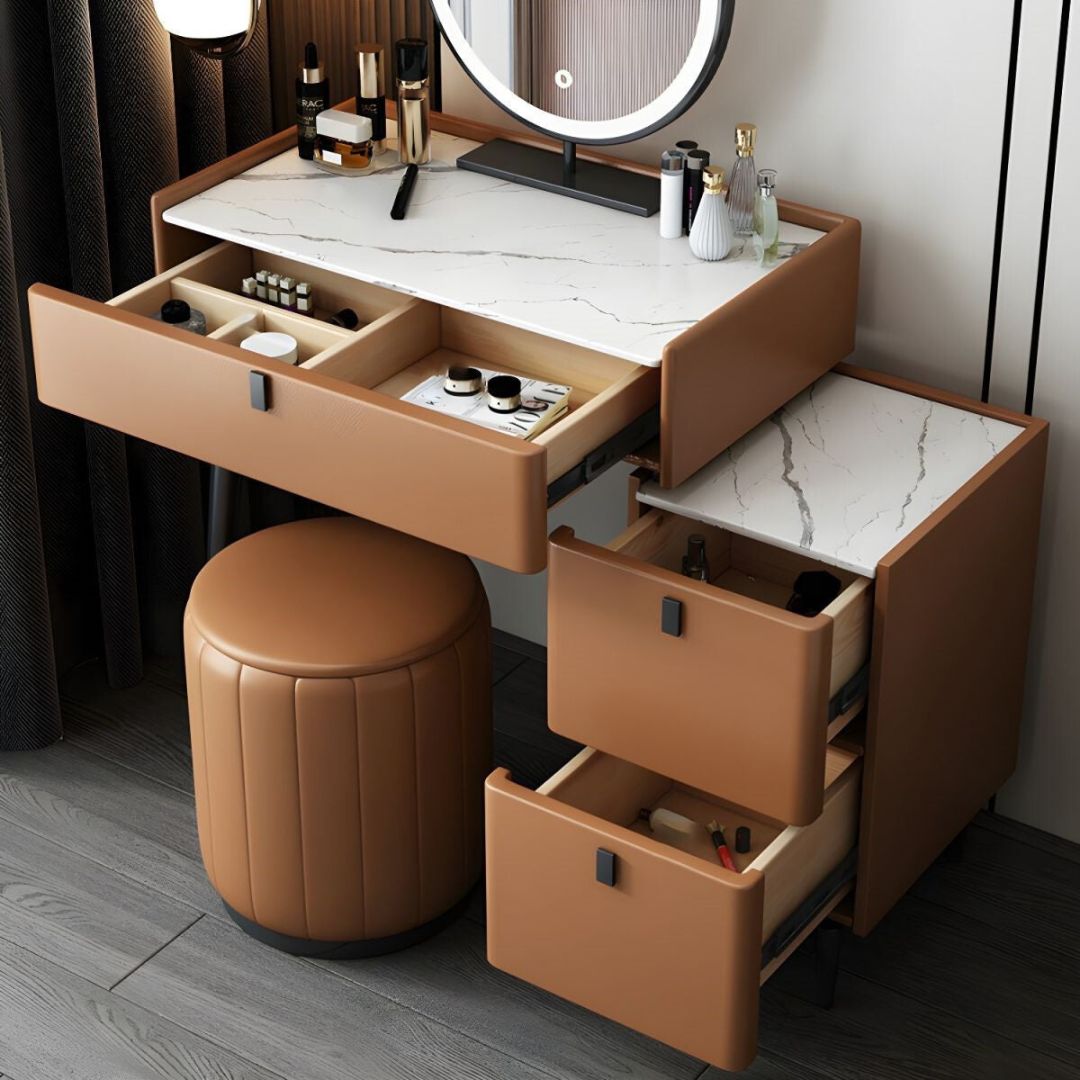 Contemporary Vanity Dressing Table Set Stone with Mirror