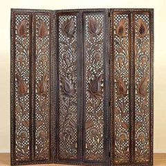 Islamic Three-Panel Room Divider with Geometric Jali Design