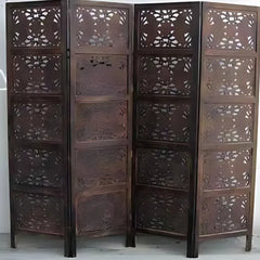 Arabesque Four-Panel Room Divider with Geometric Jali Design