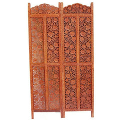 Palatial Four-Panel Room Divider with Floral Jali Design