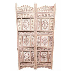 Classic Four-Panel Room Divider with Floral Medallion Design