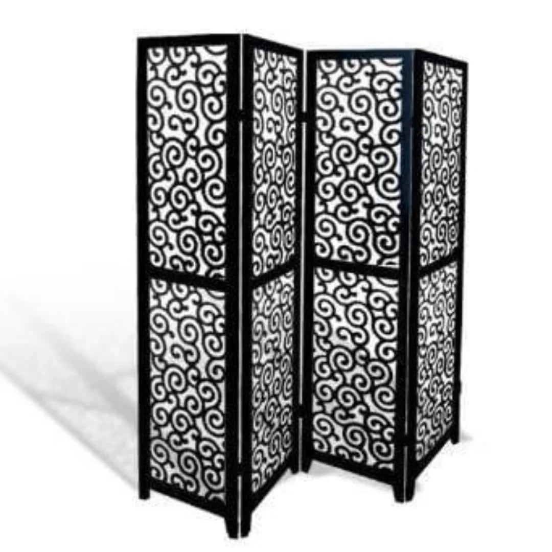 Sovereign Four-Panel Room Divider with Medallion Jali Design