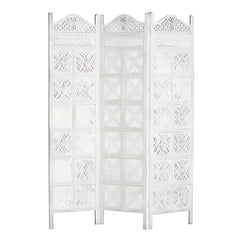 Colonial Three-Panel Room Divider with Floral Medallion Design