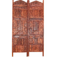 Grandeur Four-Panel Room Divider with Geometric Jali Design