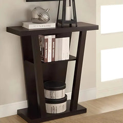 Modern V-Frame Console Table with Double Display Shelves