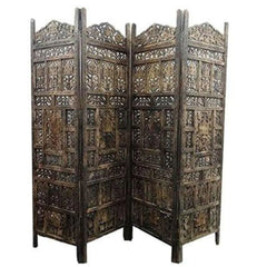 Contemporary Four-Panel Room Divider with Floral Vine Design