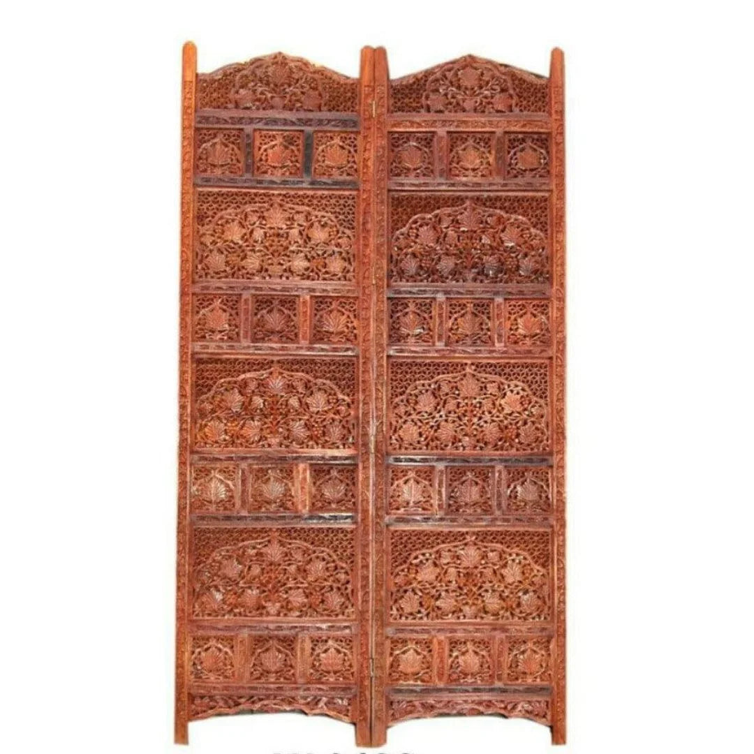 Majestic Four-Panel Room Divider with Floral Medallion Design