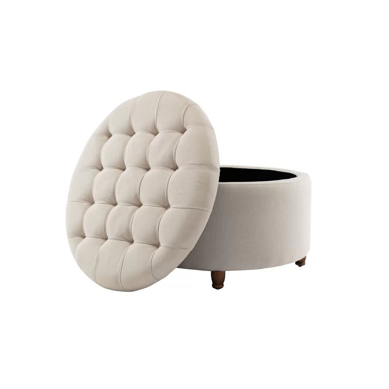 Round Tufted Storage Ottoman