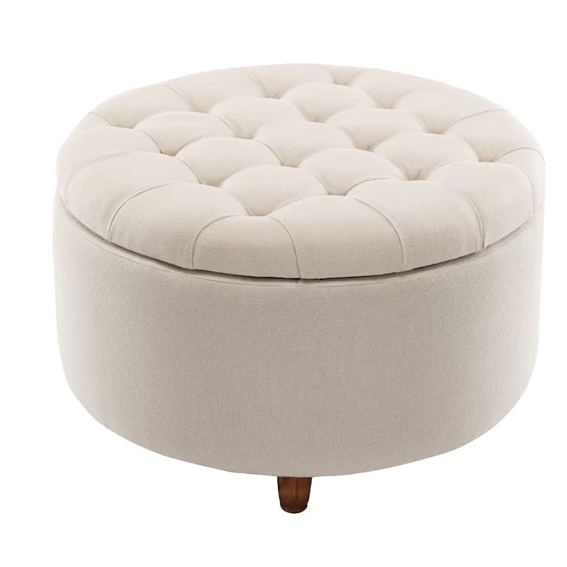 Round Tufted Storage Ottoman