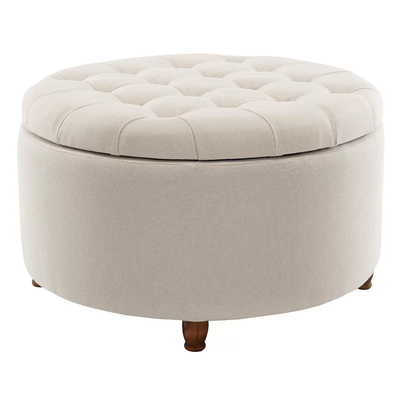 Round Tufted Storage Ottoman