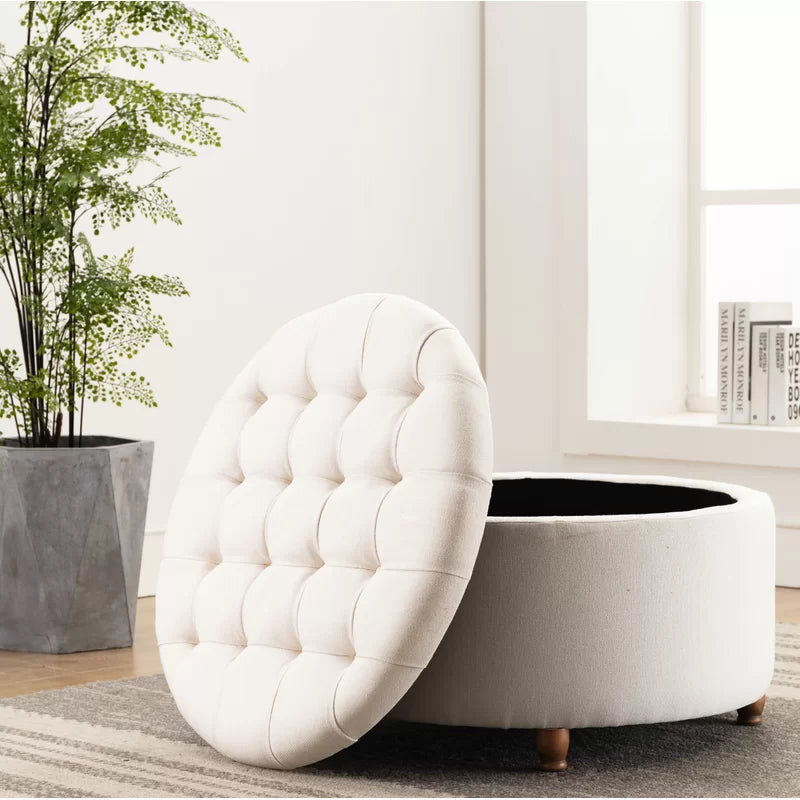 Round Tufted Storage Ottoman