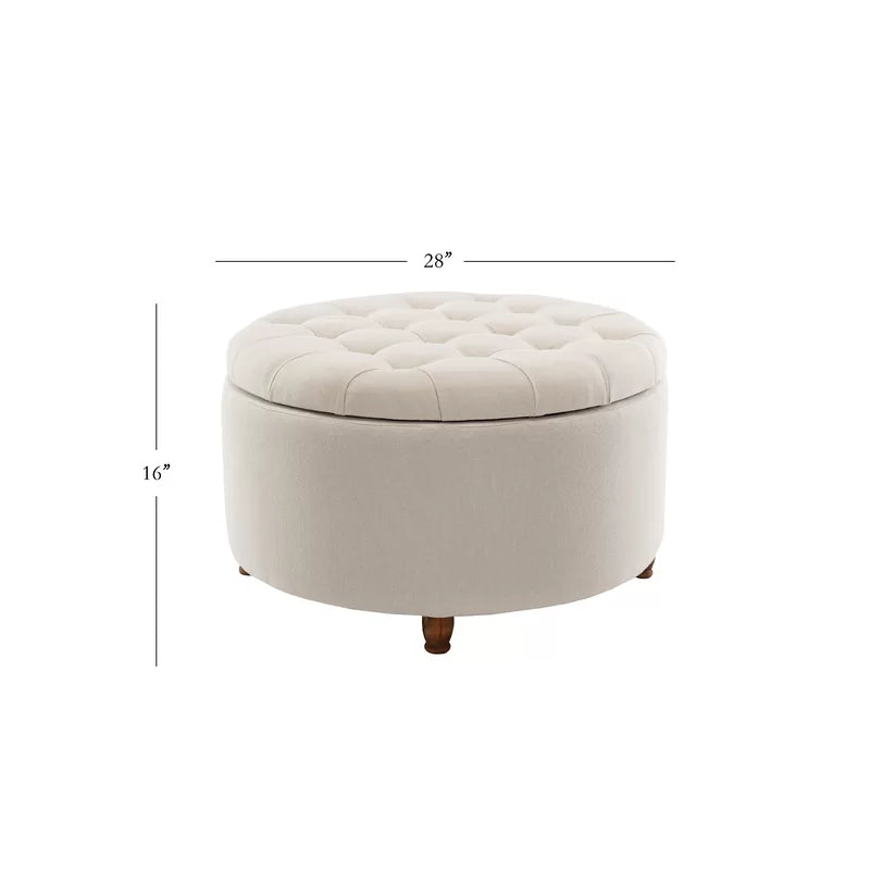 Round Tufted Storage Ottoman