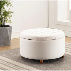 Round Tufted Storage Ottoman