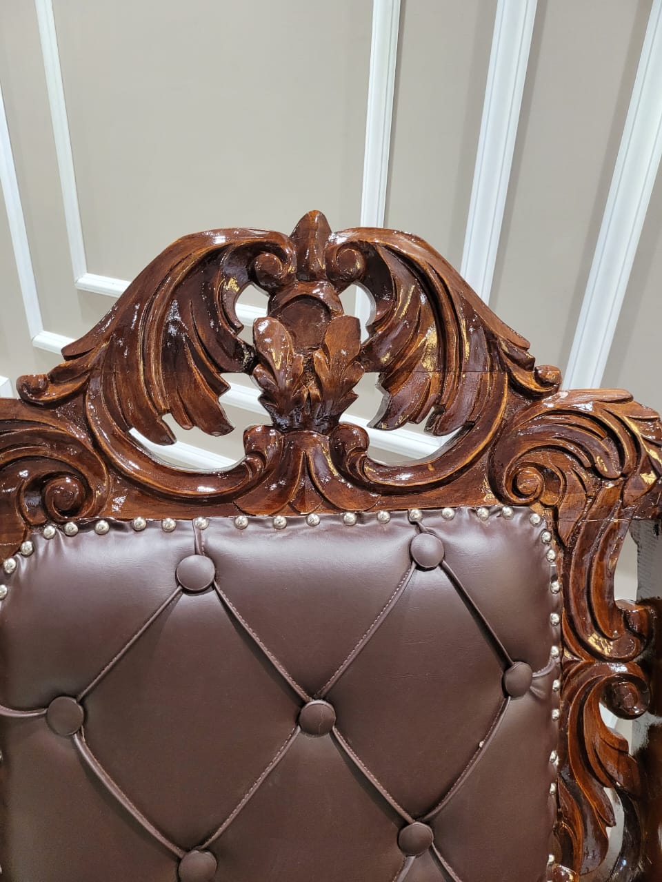 Wooden Rocking Chair , Wooden Carving, Teak Wood-Wooden Crest