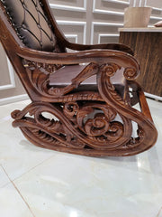 Wooden Rocking Chair , Wooden Carving, Teak Wood-Wooden Crest