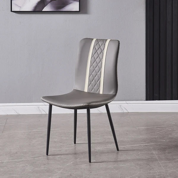 Gray Armless Faux Leather High Back Dining Chair