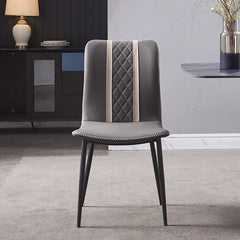 Gray Armless Faux Leather High Back Dining Chair